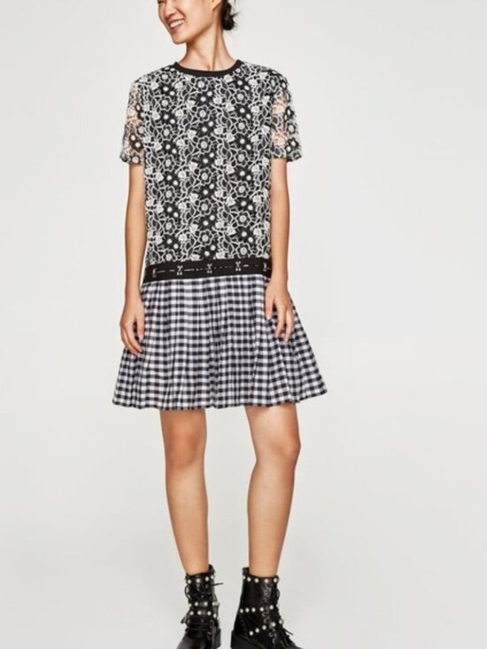 Zara Trafaluc lace & gingham dress 🖤🤍 - Picture 8 of 8